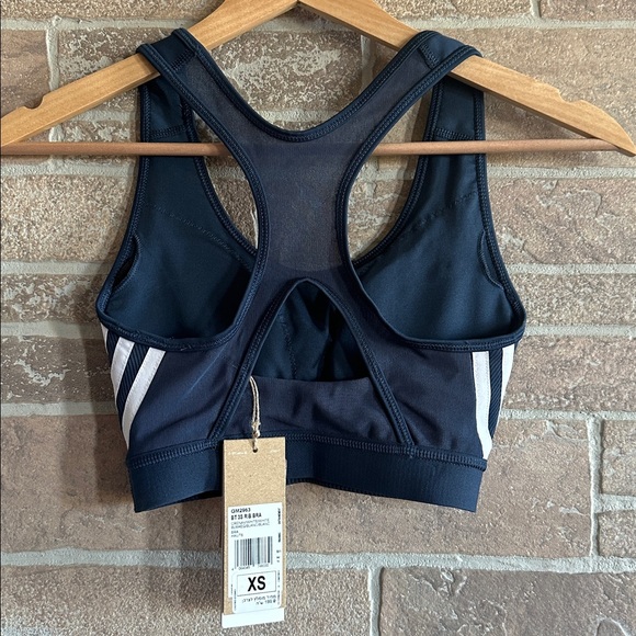 Adidas Believe This 3 Stripe Rib Bra - Crew Navy / White - Picture 4 of 6